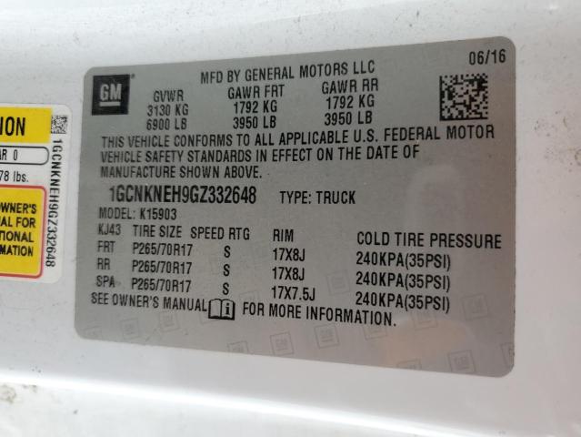 2016 CHEVROLET SILVERADO K1500 1GCNKNEH9GZ332648