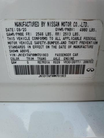 2021 INFINITI Q50 PURE JN1EV7APXMM701903