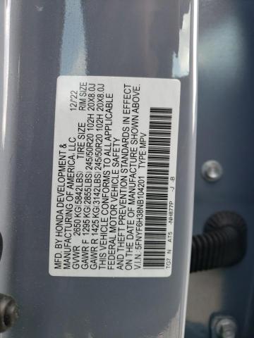 2022 HONDA PILOT SPOR 5FNYF6H38NB104201