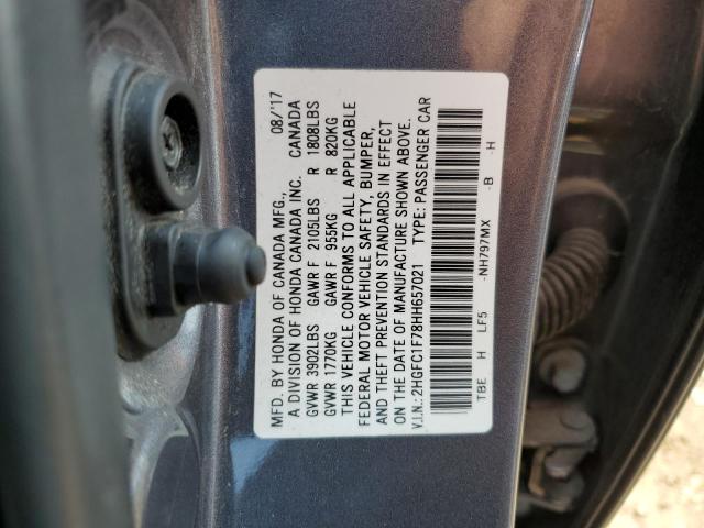 2017 HONDA CIVIC EXL - 2HGFC1F78HH657021