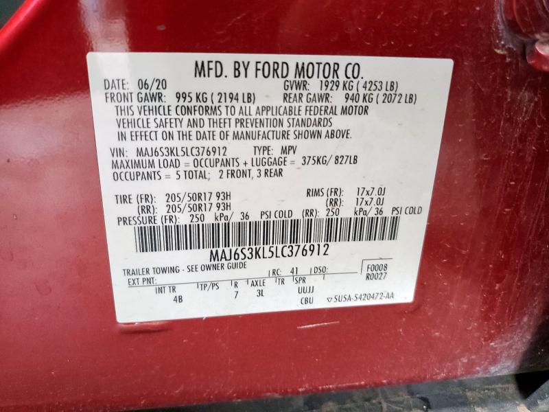 2020 FORD ECOSPORT T MAJ6S3KL5LC376912