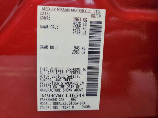 2020 NISSAN ALTIMA SR 1N4BL4CV6LC136544