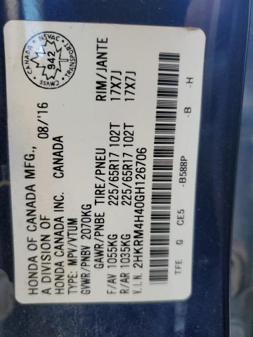 2016 HONDA CR-V SE - 2HKRM4H40GH126706