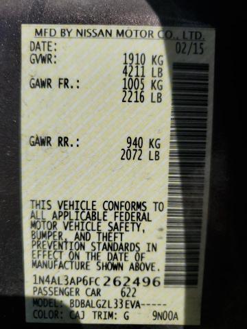 2015 NISSAN ALTIMA 2.5 1N4AL3AP6FC262496