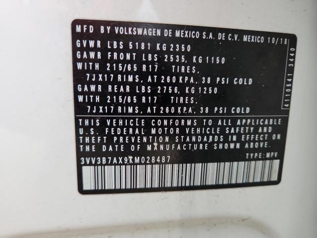 2019 VOLKSWAGEN TIGUAN SE 3VV3B7AX9KM028487