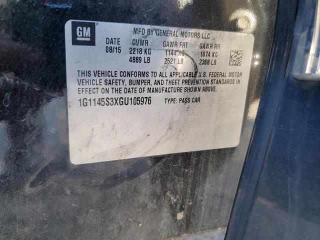 2016 CHEVROLET IMPALA LTZ 1G1145S3XGU105976