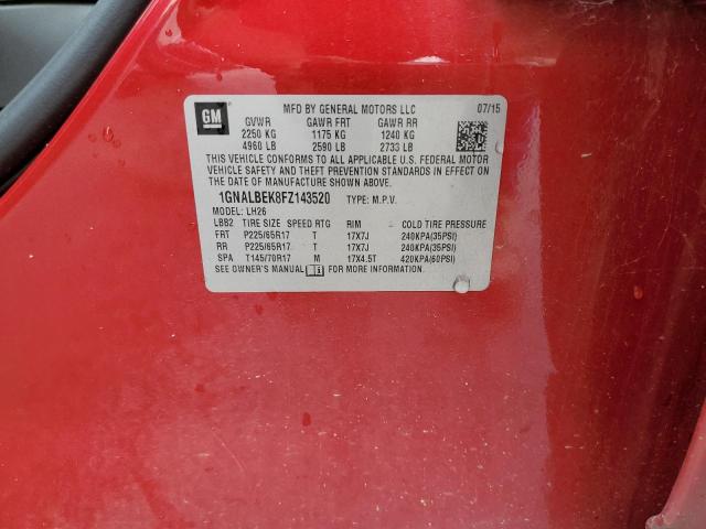 2015 CHEVROLET EQUINOX LT - 1GNALBEK8FZ143520