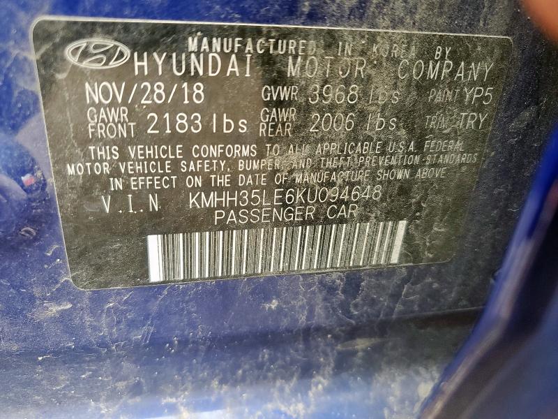 2019 HYUNDAI ELANTRA GT KMHH35LE6KU094648