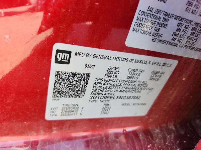 2022 GMC SIERRA LIM 3GTU9FELXNG167692