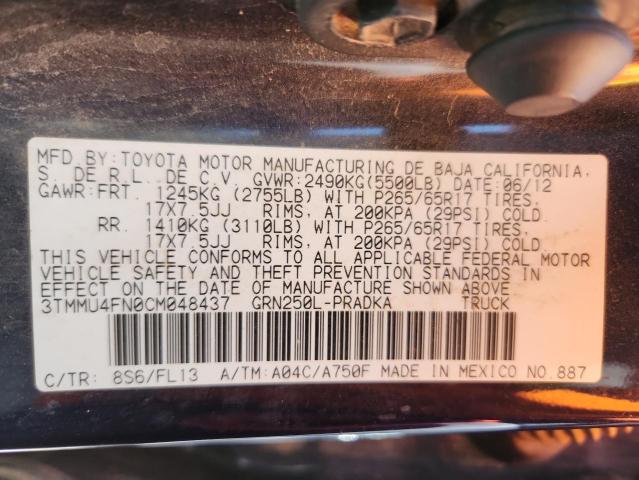 2012 TOYOTA TACOMA DOUBLE CAB LONG BED #3286926211