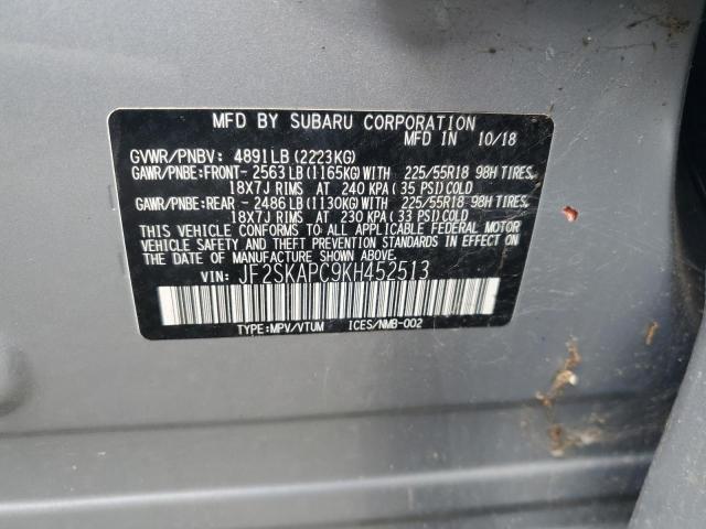 2019 SUBARU FORESTER S JF2SKAPC9KH452513