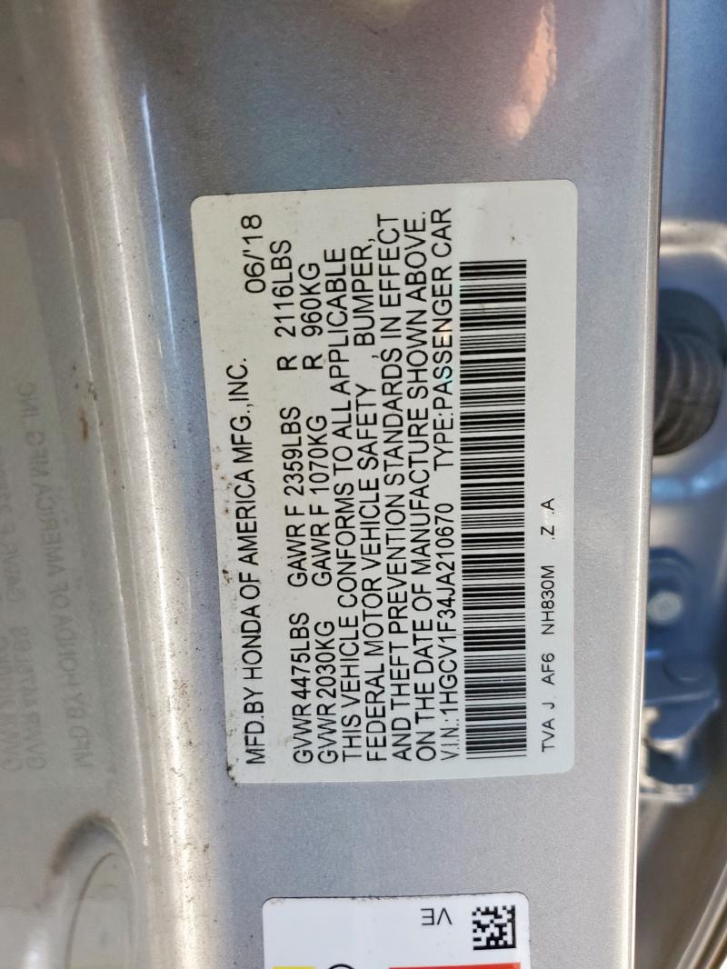 2018 HONDA ACCORD SPO - 1HGCV1F34JA210670