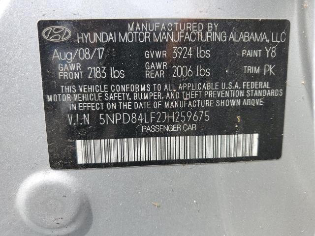 2018 HYUNDAI ELANTRA SEL 5NPD84LF2JH259675