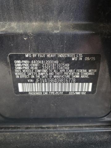 2016 SUBARU WRX JF1VA1B64G9816778