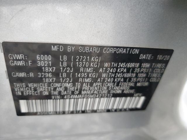 2021 SUBARU ASCENT PRE 4S4WMAFD5M3421212
