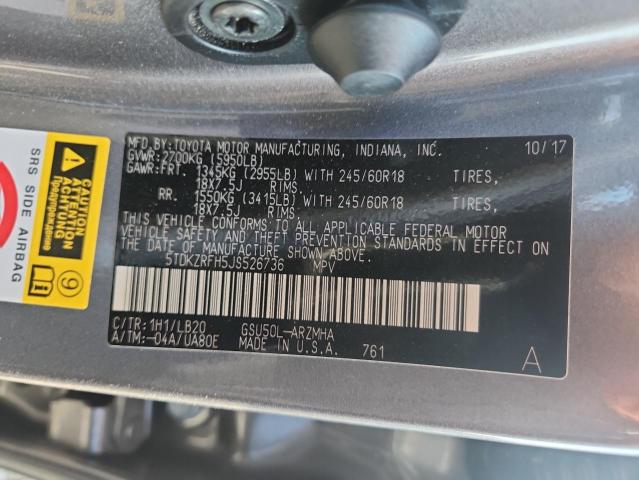 2018 TOYOTA HIGHLANDER - 5TDKZRFH5JS526736