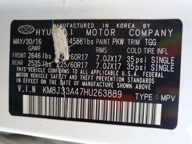 2017 HYUNDAI TUCSON LIM KM8J33A47HU263889
