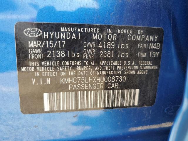 2017 HYUNDAI IONIQ KMHC75LHXHU008730