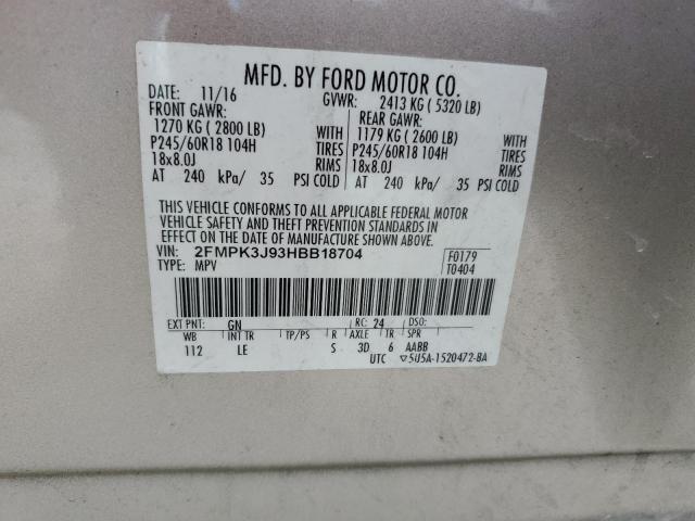 2017 FORD EDGE SEL 2FMPK3J93HBB18704