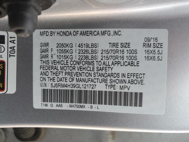 2016 HONDA CR-V LX 5J6RM4H39GL121727