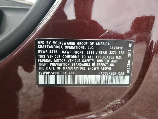 2013 VOLKSWAGEN PASSAT SE - 1VWBP7A39DC019766