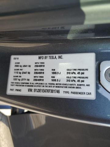 2019 TESLA MODEL 3 5YJ3E1EA7KF301746