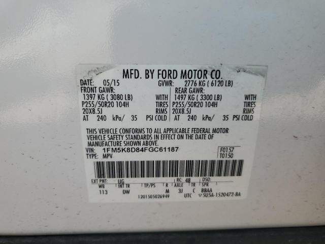2015 FORD EXPLORER X 1FM5K8D84FGC61187