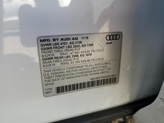 2016 AUDI Q3 PREMIUM WA1BFCFSXGR010911