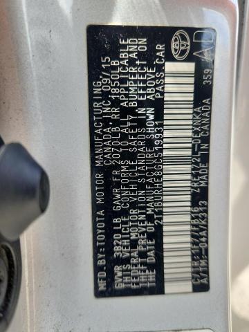 2016 TOYOTA COROLLA L - 2T1BURHE8GC519931