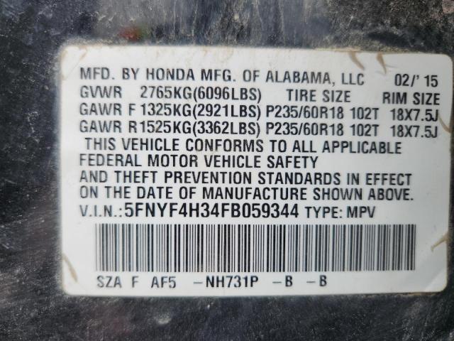 2015 HONDA PILOT SE 5FNYF4H34FB059344
