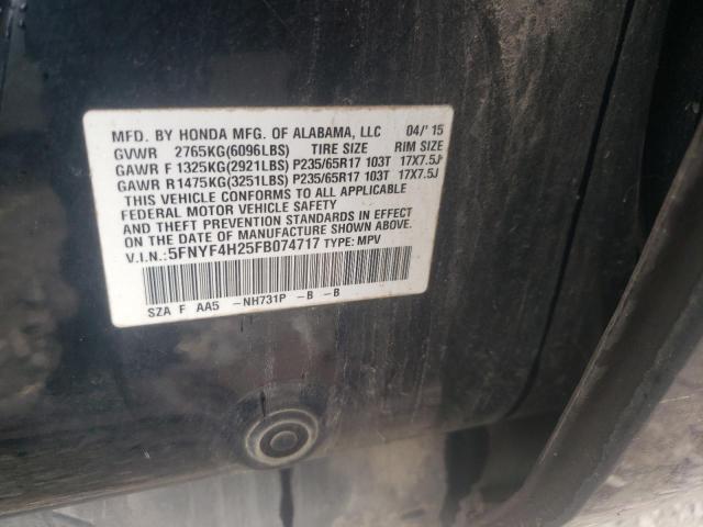 2015 HONDA PILOT LX 5FNYF4H25FB074717