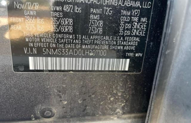 2020 HYUNDAI SANTA FE S 5NMS33AD0LH201100