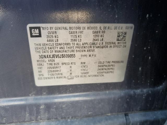 2018 CHEVROLET EQUINOX LT 3GNAXJEV6JS609055