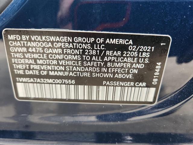 2021 VOLKSWAGEN PASSAT SE 1VWSA7A32MC007556
