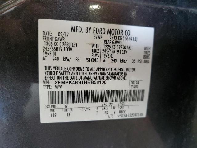 2017 FORD EDGE TITAN - 2FMPK4K91HBB58106