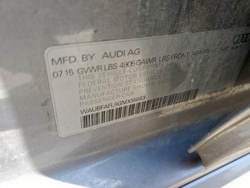 2016 AUDI A4 PREMIUM WAUBFAFL9GN006663