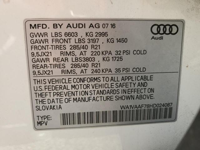 2017 AUDI Q7 PRESTIG WA1VAAF78HD024087