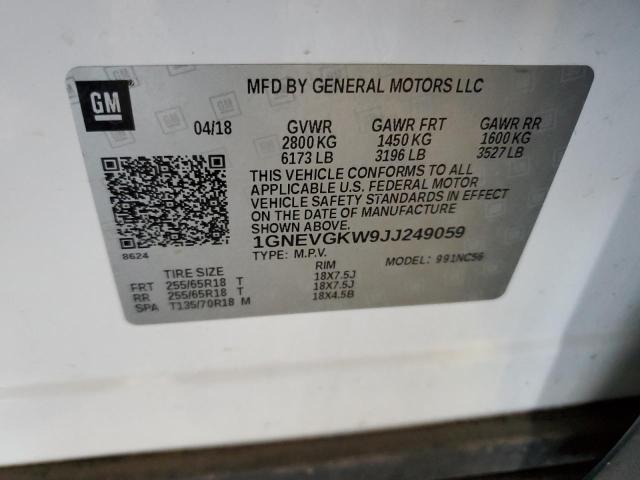 2018 CHEVROLET TRAVERSE L - 1GNEVGKW9JJ249059