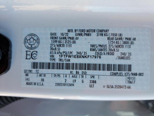 2022 FORD F150 SUPER 1FTFW1E8XNKF17976