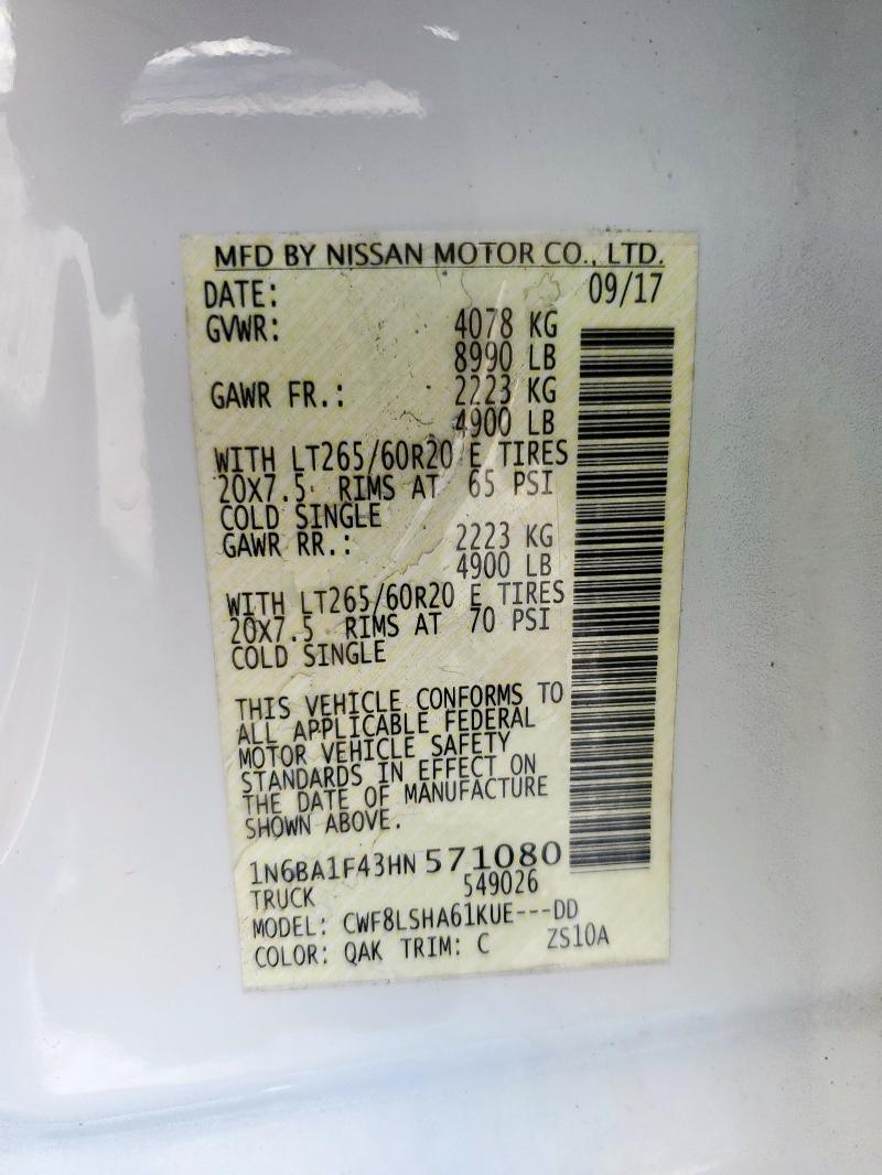 2017 NISSAN TITAN XD S - 1N6BA1F43HN571080