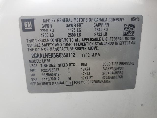 2016 GMC TERRAIN SL 2GKALNEK5G6359112