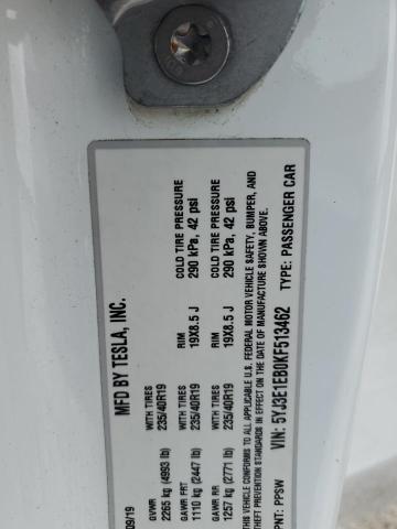 2019 TESLA MODEL 3 5YJ3E1EB0KF513462