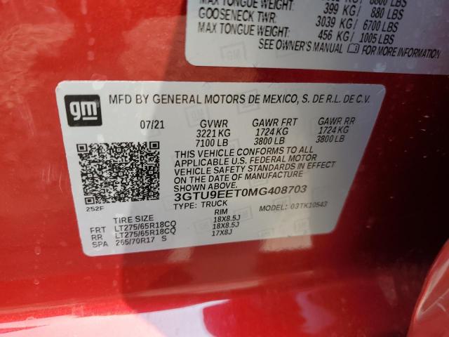 2021 GMC SIERRA K15 3GTU9EET0MG408703