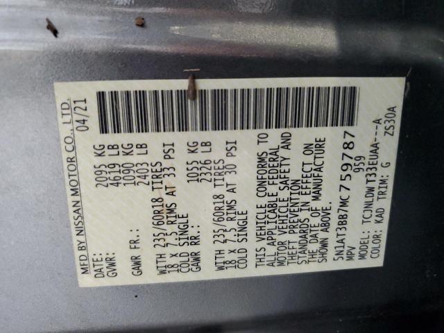 2021 NISSAN ROGUE SV 5N1AT3BB7MC759787