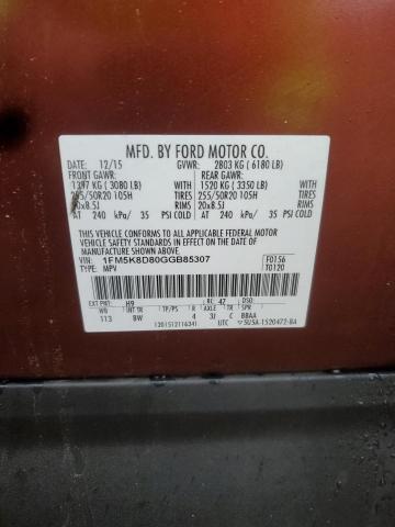2016 FORD EXPLORER X - 1FM5K8D80GGB85307