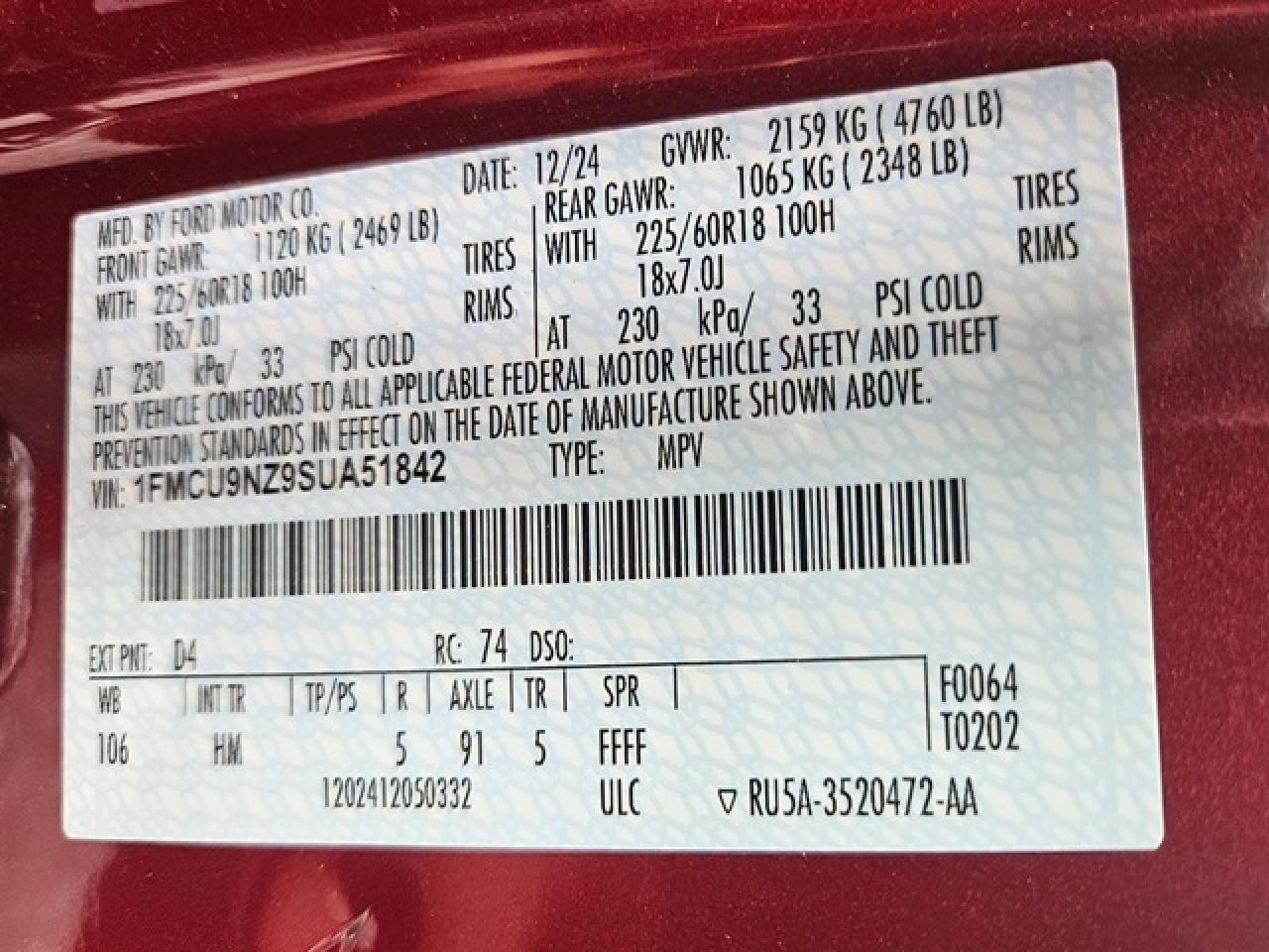 FORD ESCAPE ST LINE SELECT