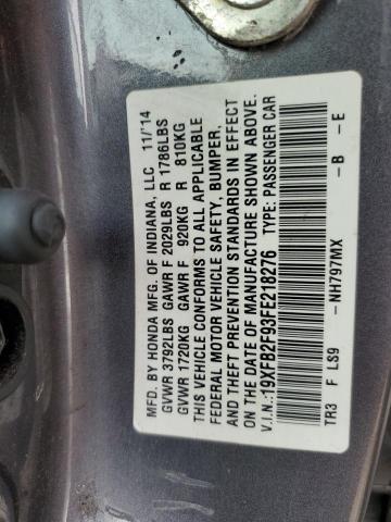 2015 HONDA CIVIC EXL 19XFB2F93FE218276