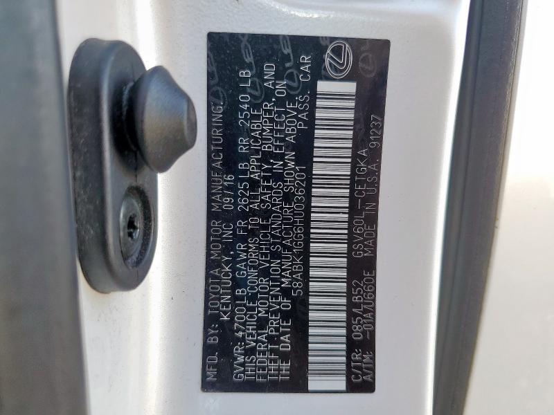 2017 LEXUS ES 350 - 58ABK1GG6HU036201