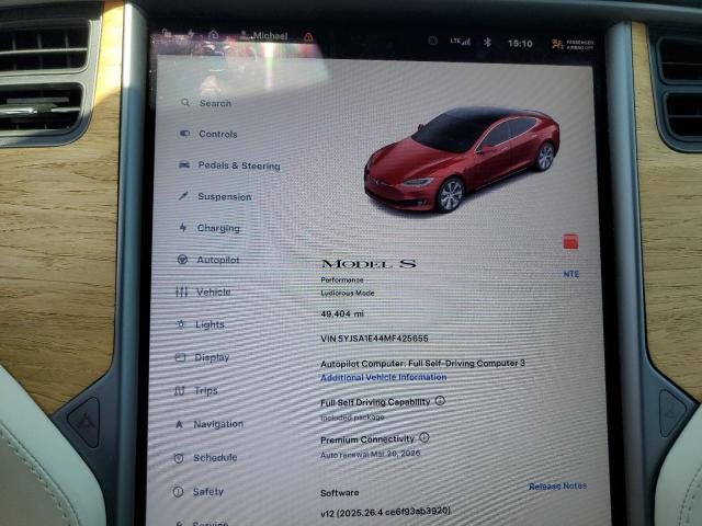 2021 TESLA MODEL S 5YJSA1E44MF425655