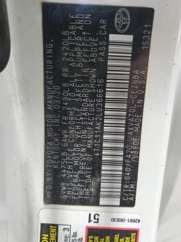 2020 TOYOTA CAMRY LE - 4T1C11AK2LU366616